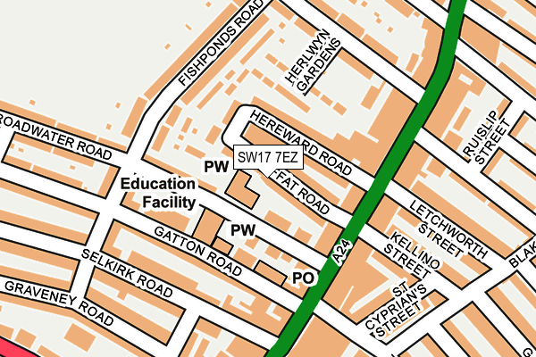 SW17 7EZ map - OS OpenMap – Local (Ordnance Survey)