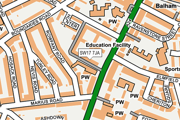 SW17 7JA map - OS OpenMap – Local (Ordnance Survey)