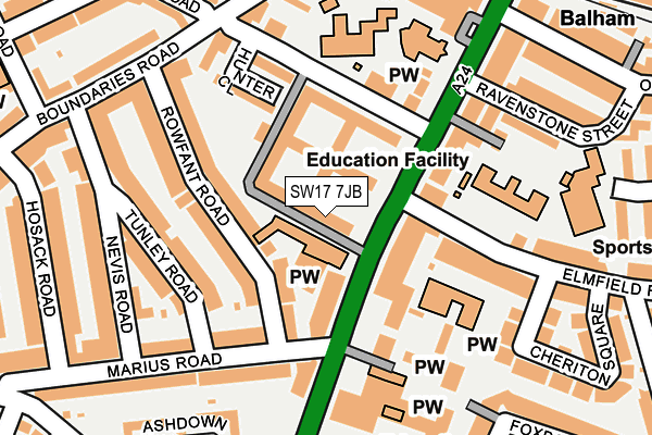 SW17 7JB map - OS OpenMap – Local (Ordnance Survey)