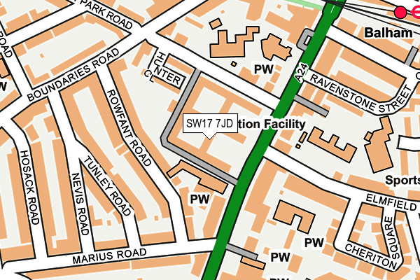 SW17 7JD map - OS OpenMap – Local (Ordnance Survey)