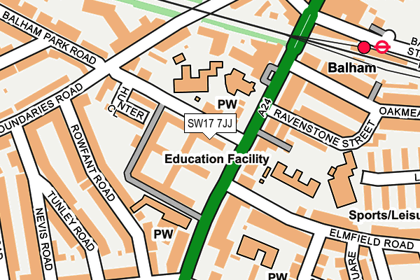 SW17 7JJ map - OS OpenMap – Local (Ordnance Survey)