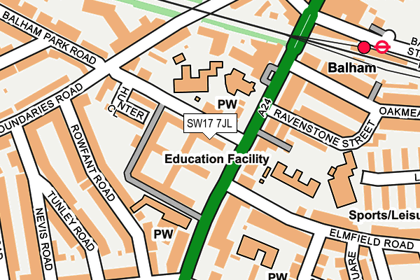 SW17 7JL map - OS OpenMap – Local (Ordnance Survey)