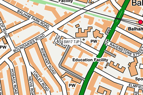 SW17 7JP map - OS OpenMap – Local (Ordnance Survey)