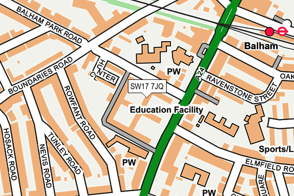 SW17 7JQ map - OS OpenMap – Local (Ordnance Survey)