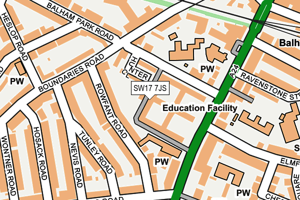 SW17 7JS map - OS OpenMap – Local (Ordnance Survey)