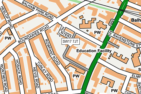 SW17 7JT map - OS OpenMap – Local (Ordnance Survey)