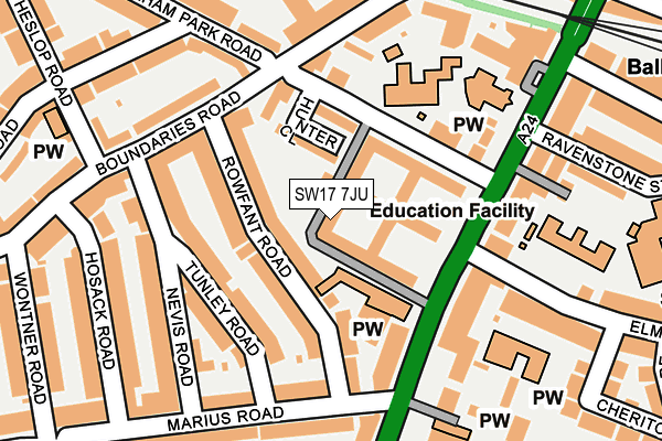 SW17 7JU map - OS OpenMap – Local (Ordnance Survey)