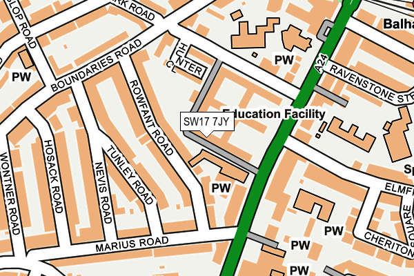 SW17 7JY map - OS OpenMap – Local (Ordnance Survey)
