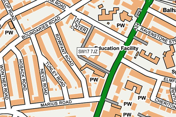 SW17 7JZ map - OS OpenMap – Local (Ordnance Survey)