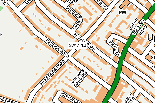 SW17 7LJ map - OS OpenMap – Local (Ordnance Survey)