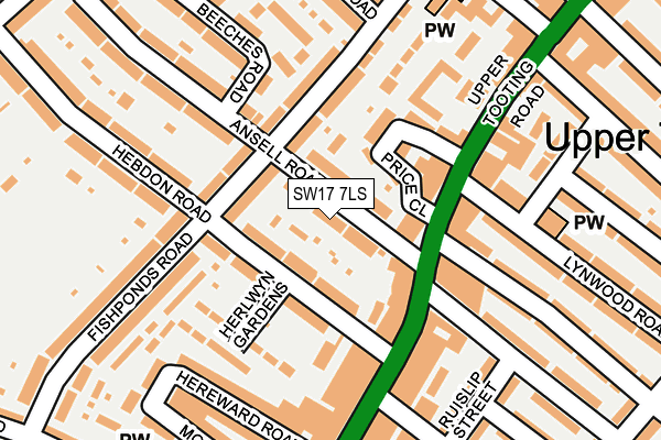 SW17 7LS map - OS OpenMap – Local (Ordnance Survey)