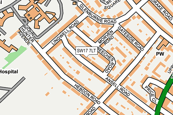 SW17 7LT map - OS OpenMap – Local (Ordnance Survey)