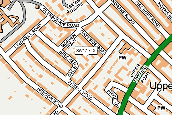 SW17 7LX map - OS OpenMap – Local (Ordnance Survey)