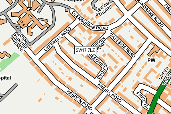 SW17 7LZ map - OS OpenMap – Local (Ordnance Survey)