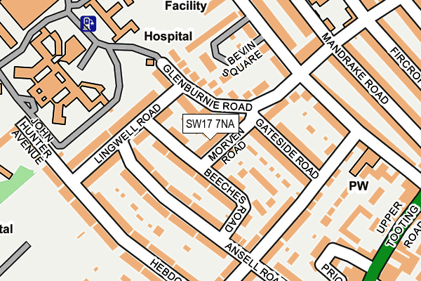 SW17 7NA map - OS OpenMap – Local (Ordnance Survey)