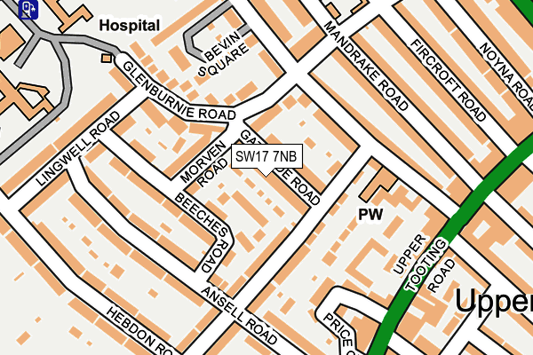 SW17 7NB map - OS OpenMap – Local (Ordnance Survey)