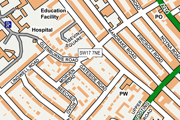 SW17 7NE map - OS OpenMap – Local (Ordnance Survey)