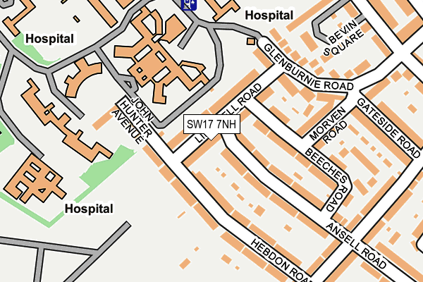 SW17 7NH map - OS OpenMap – Local (Ordnance Survey)