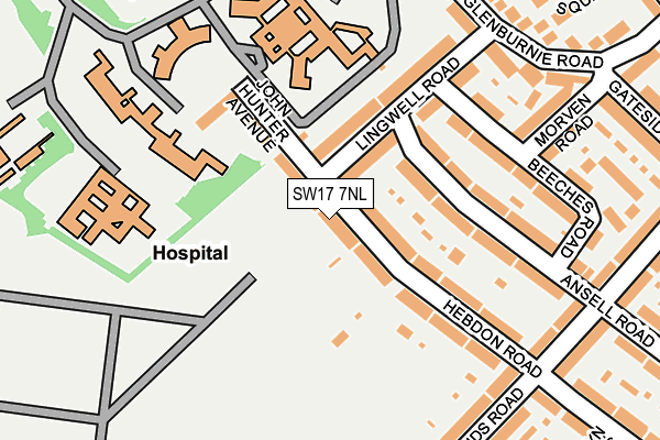SW17 7NL map - OS OpenMap – Local (Ordnance Survey)