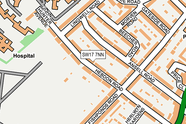 SW17 7NN map - OS OpenMap – Local (Ordnance Survey)