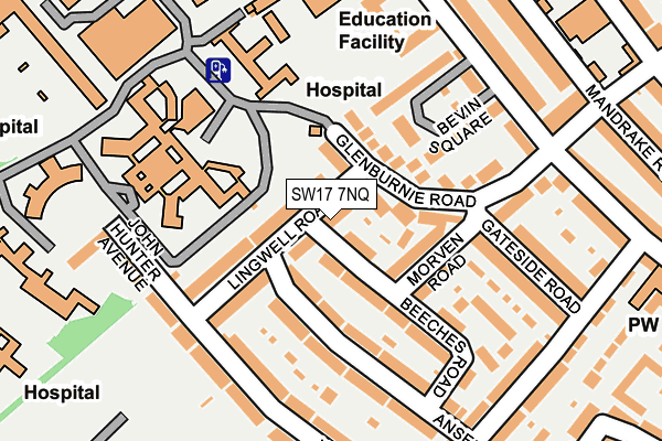 SW17 7NQ map - OS OpenMap – Local (Ordnance Survey)