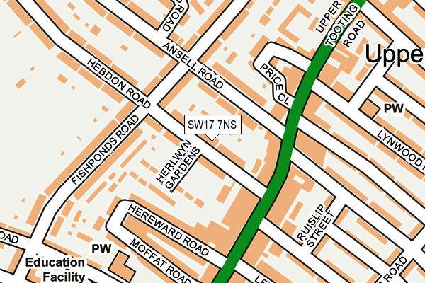 SW17 7NS map - OS OpenMap – Local (Ordnance Survey)
