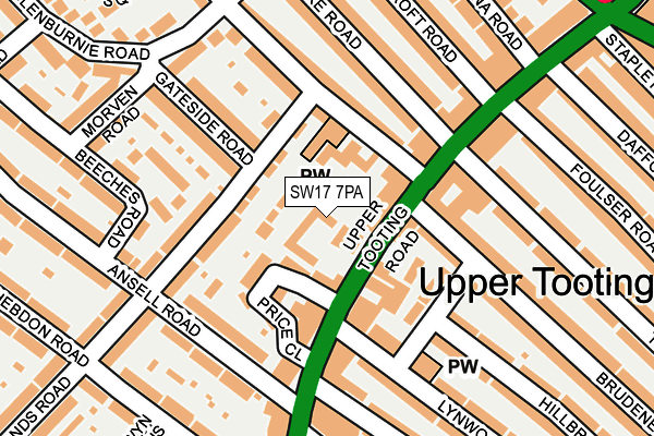 SW17 7PA map - OS OpenMap – Local (Ordnance Survey)