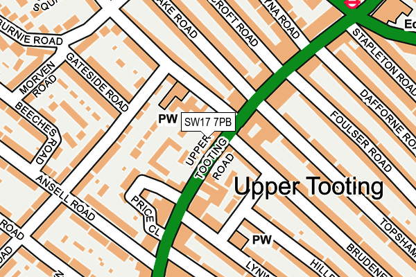 SW17 7PB map - OS OpenMap – Local (Ordnance Survey)