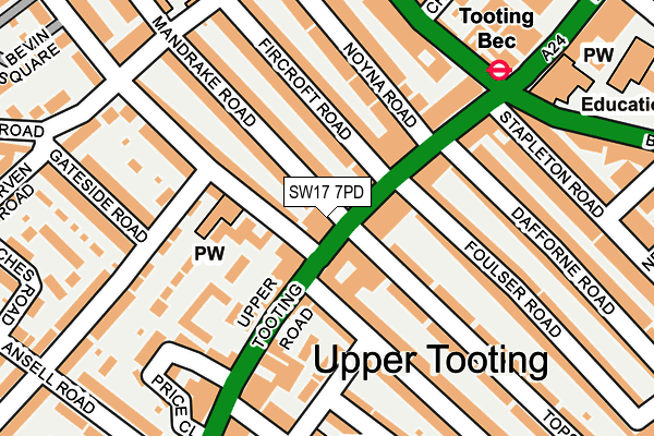 SW17 7PD map - OS OpenMap – Local (Ordnance Survey)