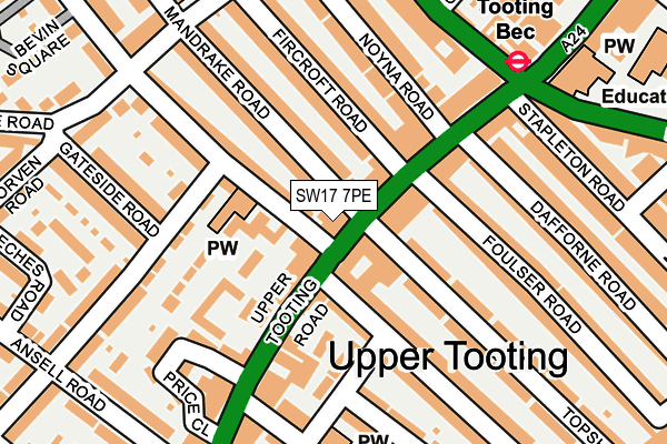 SW17 7PE map - OS OpenMap – Local (Ordnance Survey)