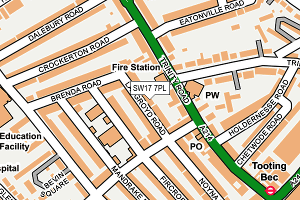 SW17 7PL map - OS OpenMap – Local (Ordnance Survey)