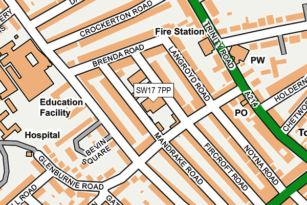 SW17 7PP map - OS OpenMap – Local (Ordnance Survey)