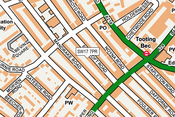 SW17 7PR map - OS OpenMap – Local (Ordnance Survey)