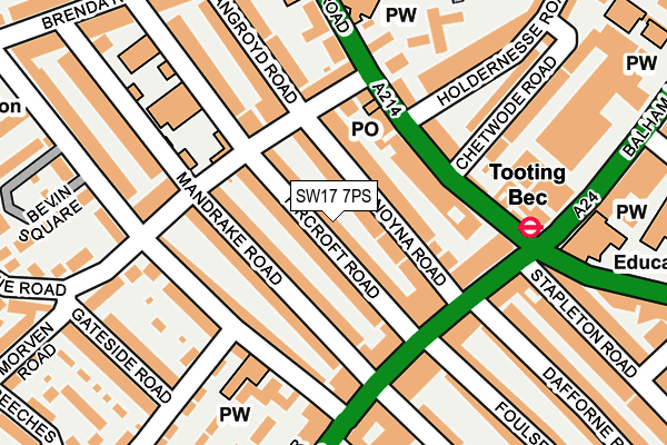 SW17 7PS map - OS OpenMap – Local (Ordnance Survey)