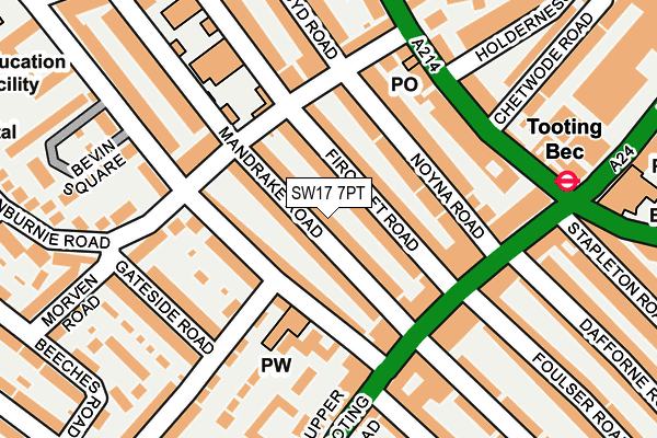 SW17 7PT map - OS OpenMap – Local (Ordnance Survey)