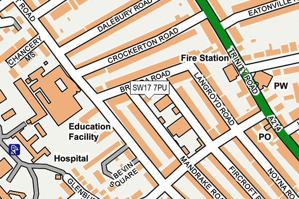 SW17 7PU map - OS OpenMap – Local (Ordnance Survey)