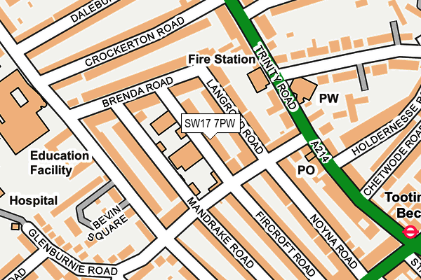 SW17 7PW map - OS OpenMap – Local (Ordnance Survey)