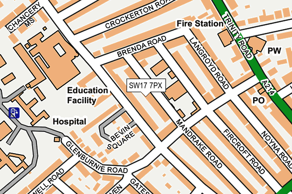 SW17 7PX map - OS OpenMap – Local (Ordnance Survey)