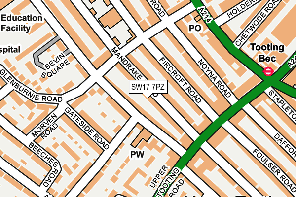 SW17 7PZ map - OS OpenMap – Local (Ordnance Survey)
