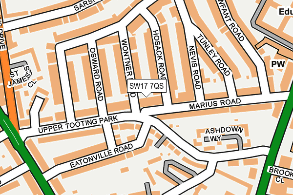 SW17 7QS map - OS OpenMap – Local (Ordnance Survey)
