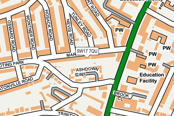 SW17 7QU map - OS OpenMap – Local (Ordnance Survey)