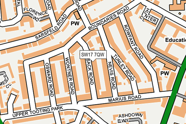 SW17 7QW map - OS OpenMap – Local (Ordnance Survey)