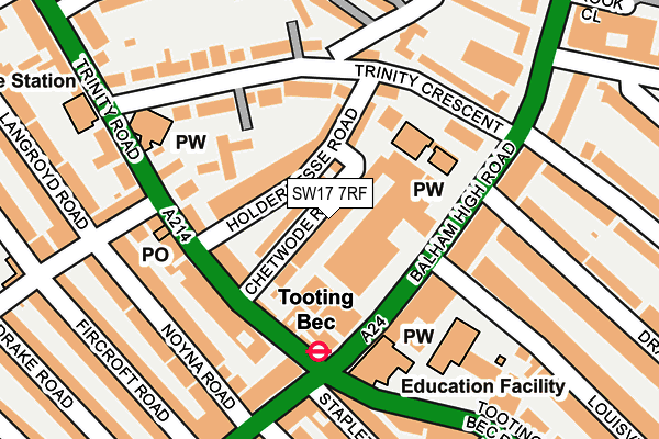 SW17 7RF map - OS OpenMap – Local (Ordnance Survey)