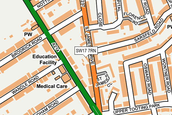 SW17 7RN map - OS OpenMap – Local (Ordnance Survey)