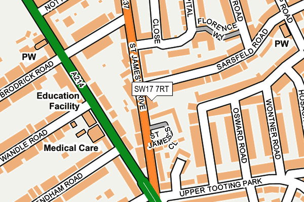 SW17 7RT map - OS OpenMap – Local (Ordnance Survey)