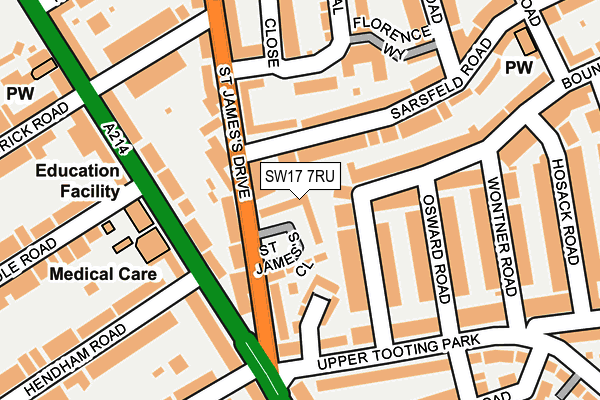 SW17 7RU map - OS OpenMap – Local (Ordnance Survey)