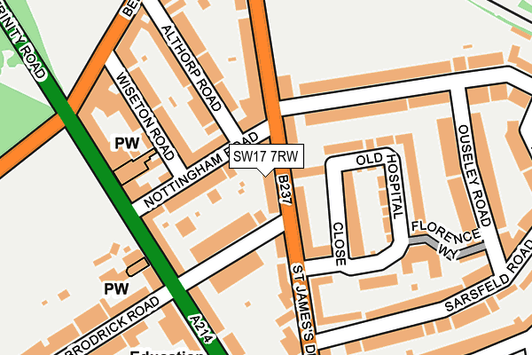 SW17 7RW map - OS OpenMap – Local (Ordnance Survey)
