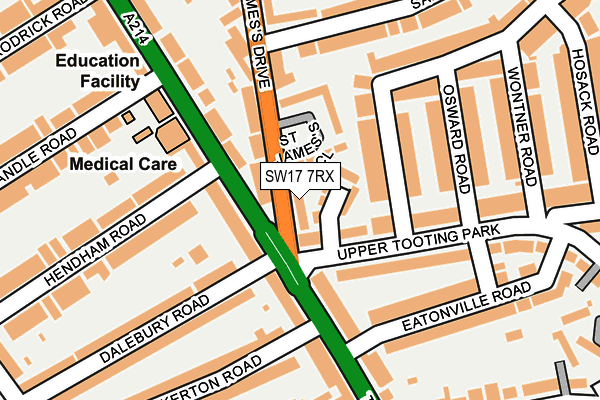 SW17 7RX map - OS OpenMap – Local (Ordnance Survey)