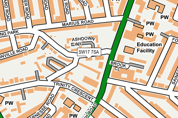 SW17 7SA map - OS OpenMap – Local (Ordnance Survey)