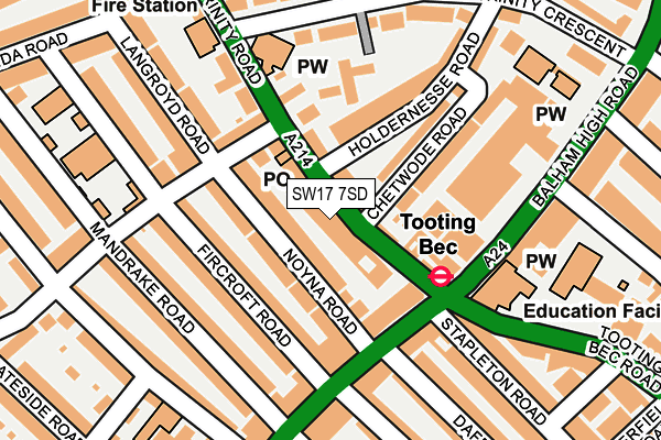 SW17 7SD map - OS OpenMap – Local (Ordnance Survey)